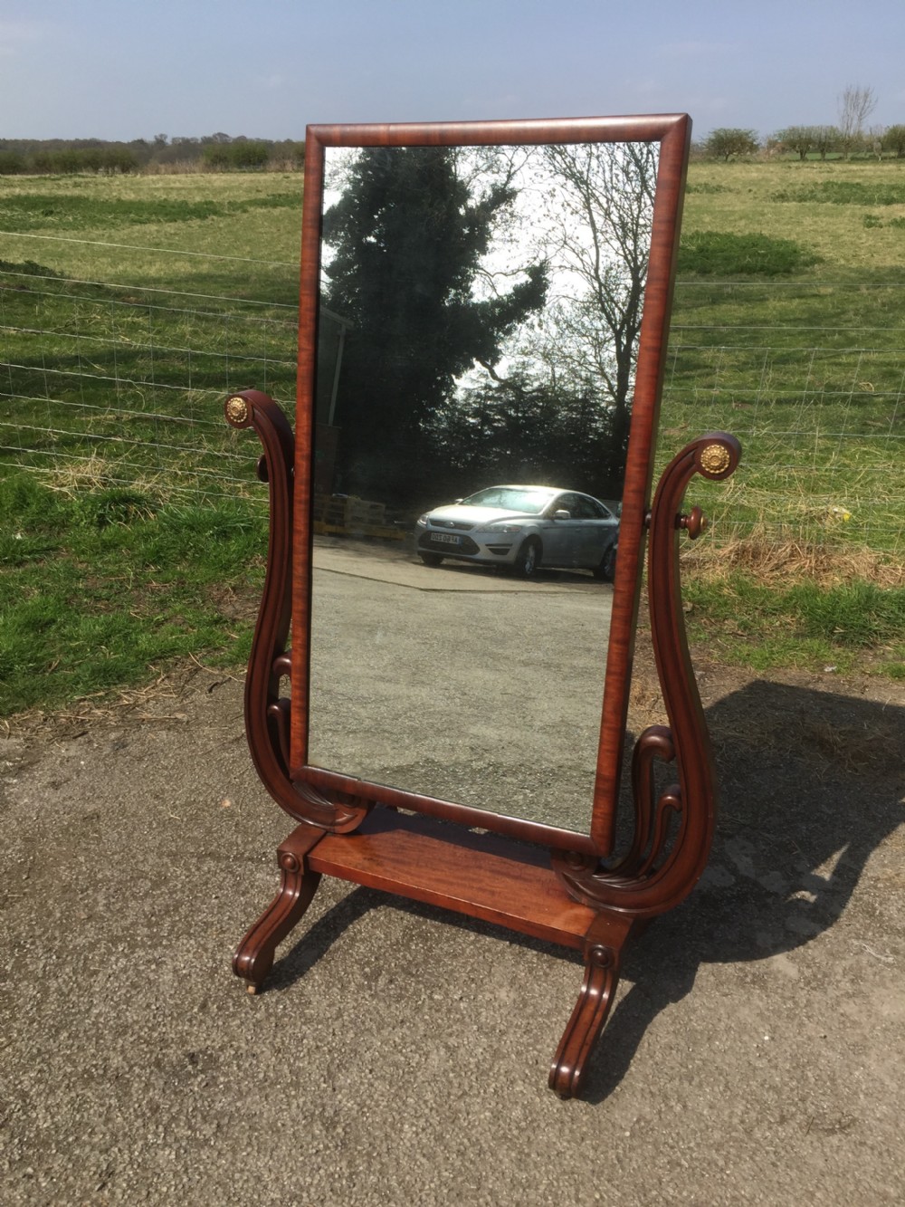 Late Regency mahogany cheval mirror