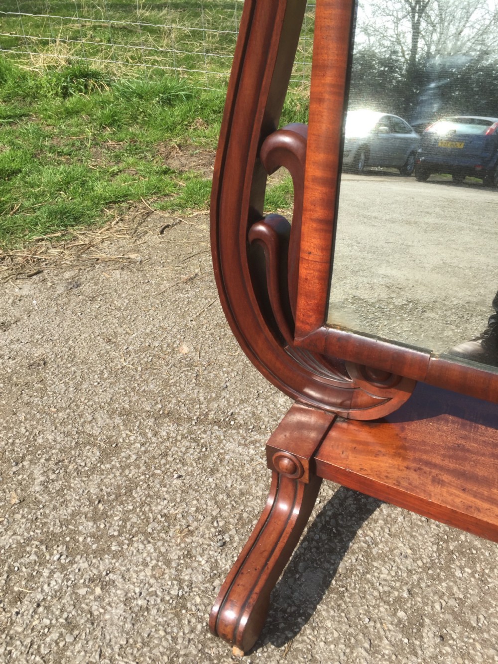 Late Regency mahogany cheval mirror View V
