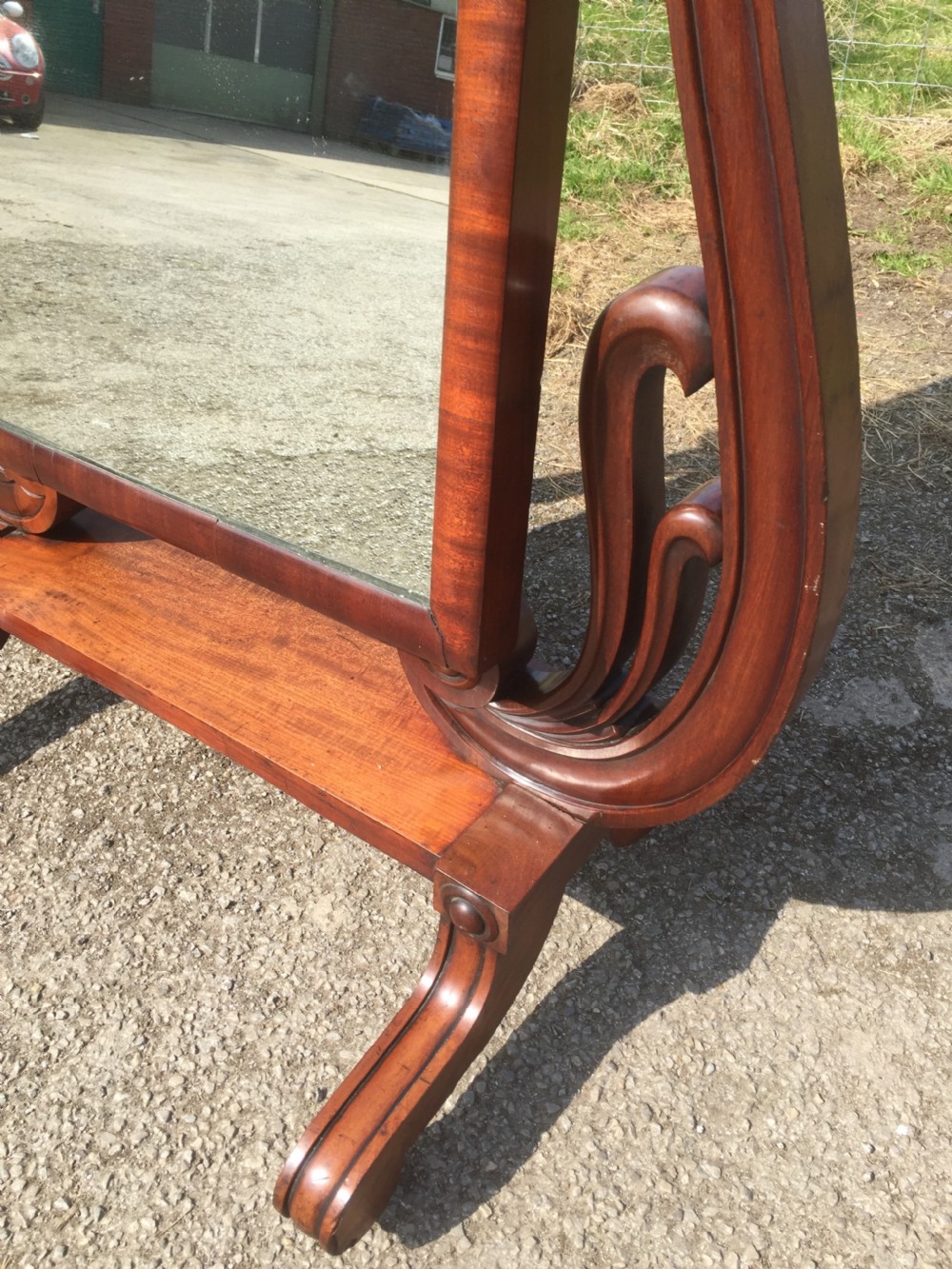 Late Regency mahogany cheval mirror View VI
