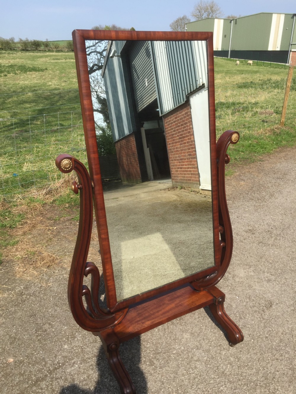 Late Regency mahogany cheval mirror View VIII