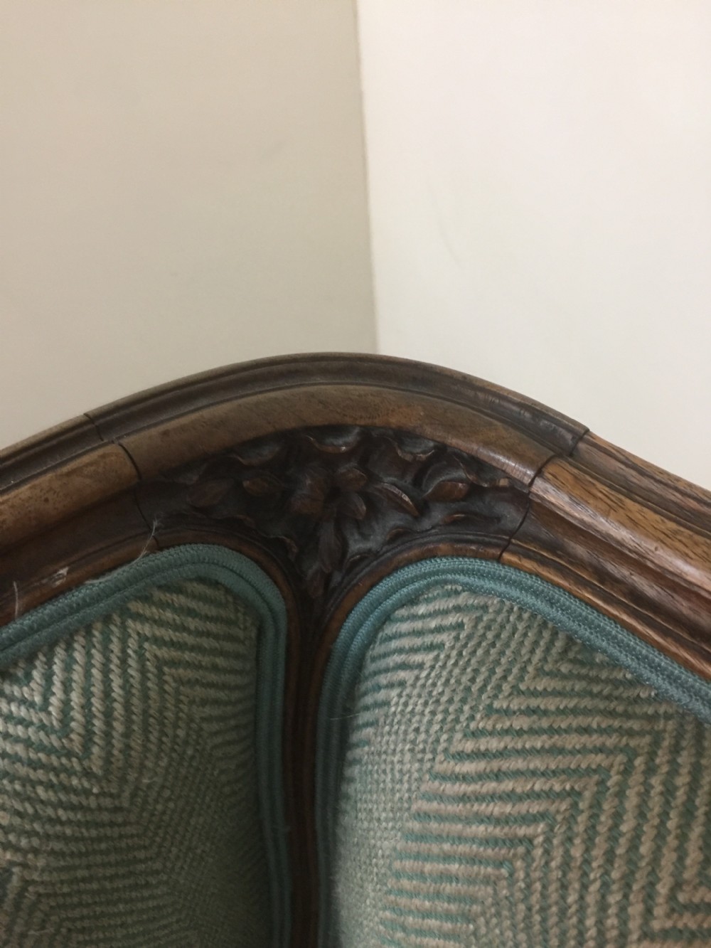 Nineteenth century French carved walnut winged armchair  View V