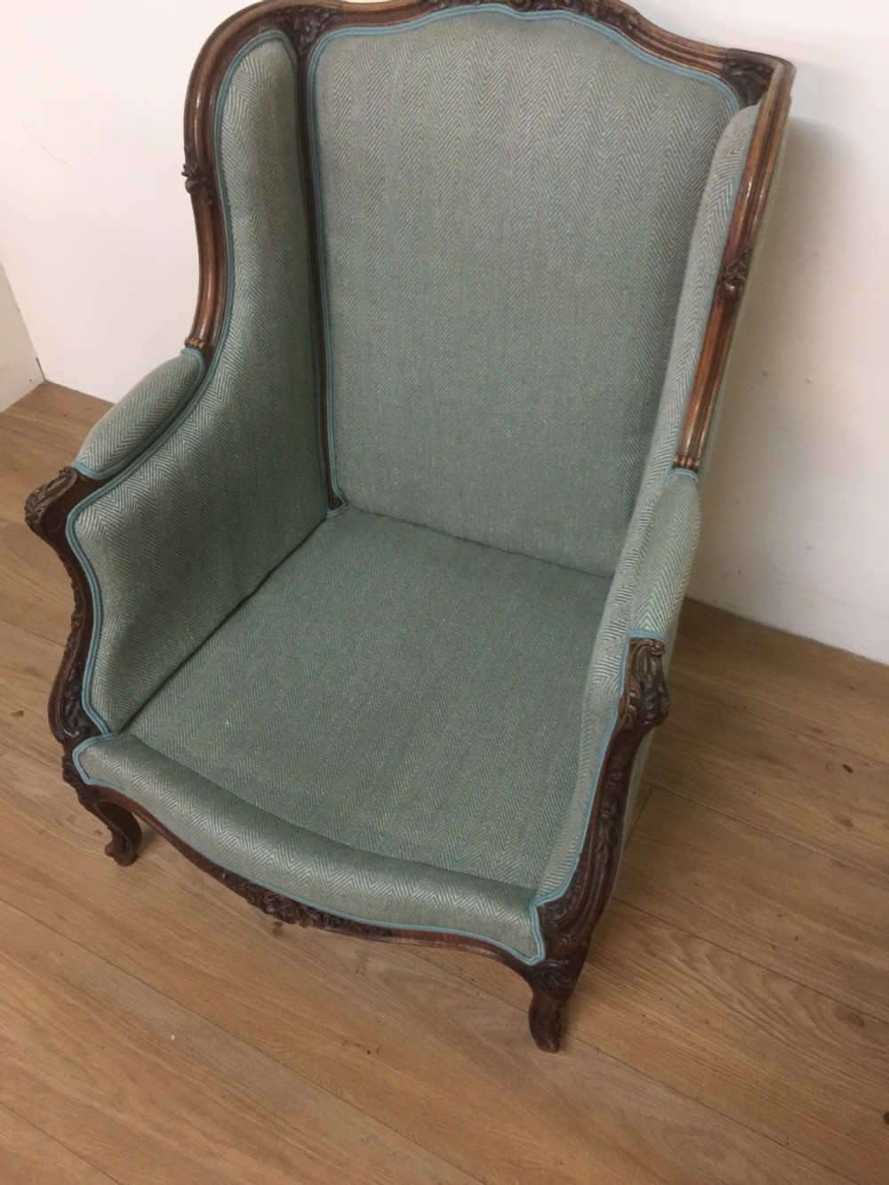 Nineteenth century French carved walnut winged armchair  View VIII