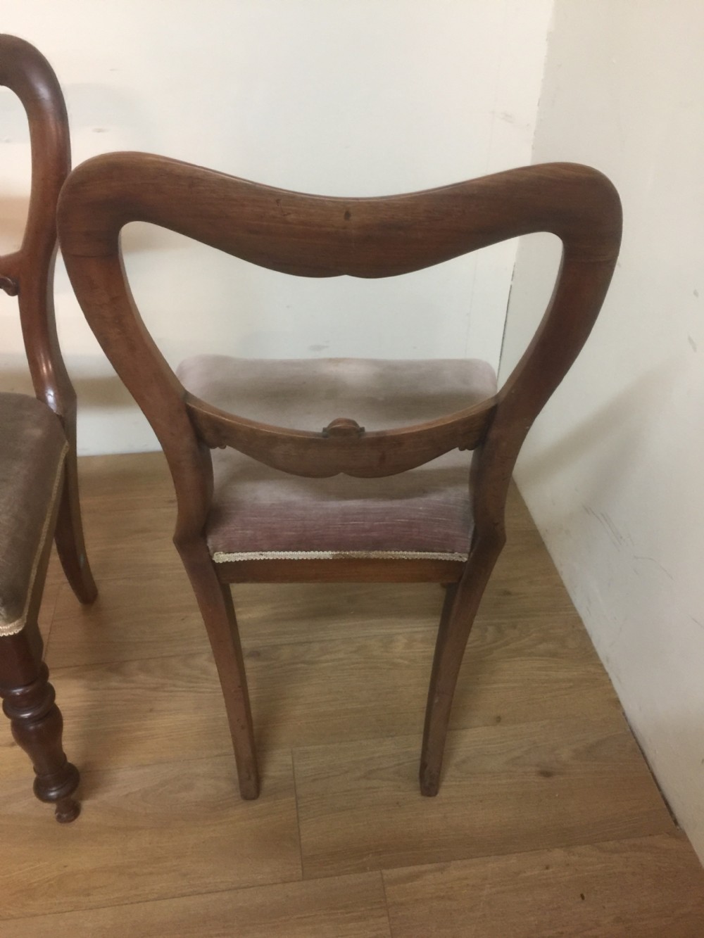 Four nineteenth century mahogany balloon back chairs View IV