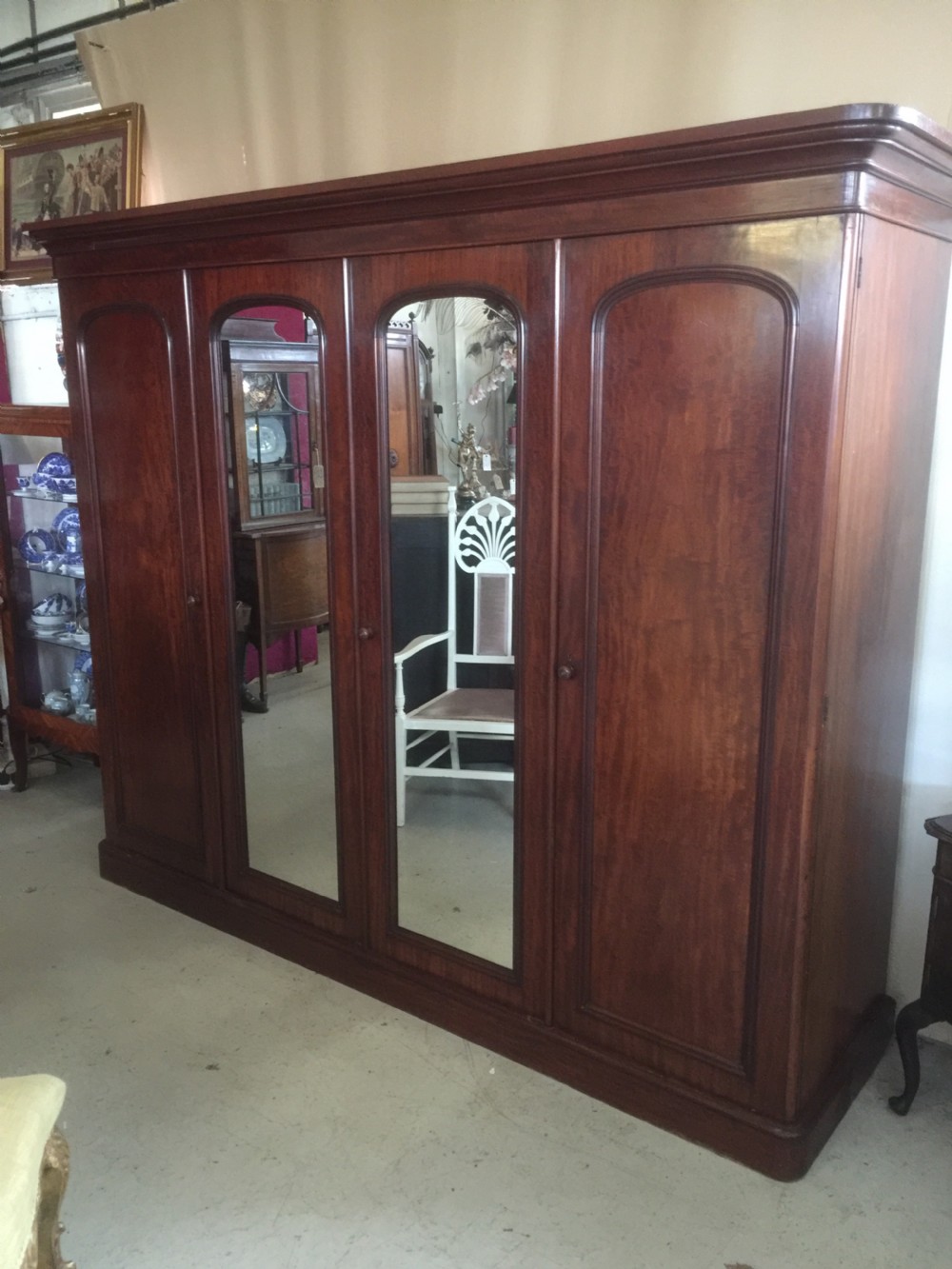 Nineteenth century four door flame mahogany wardrobe