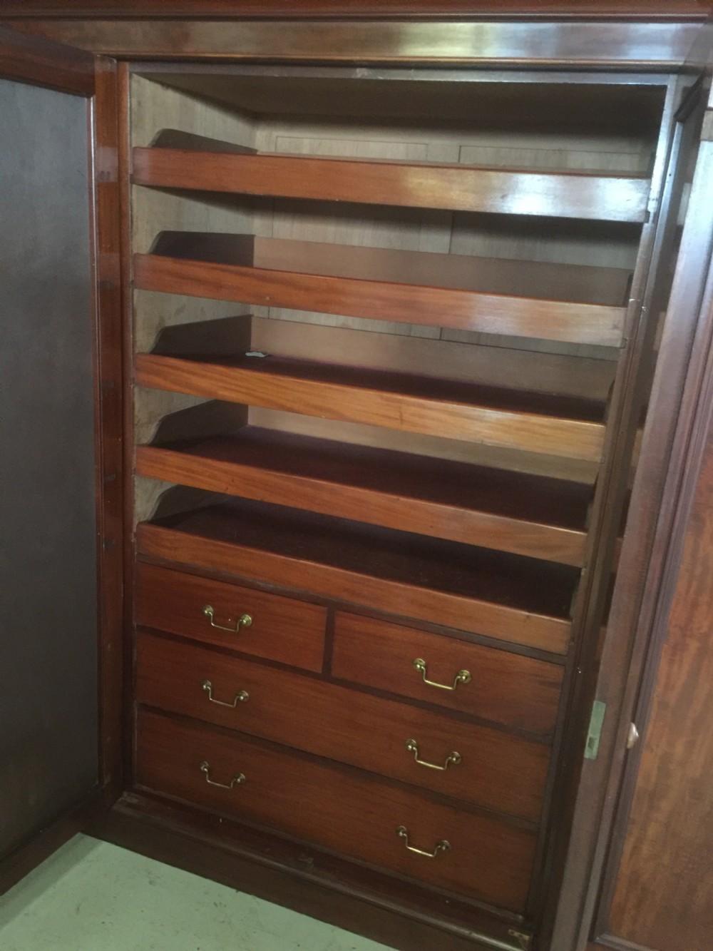 Nineteenth century four door flame mahogany wardrobe View III