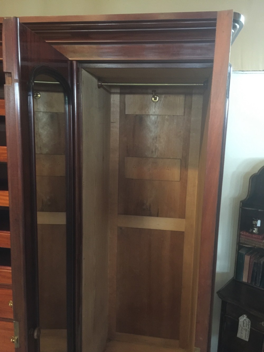 Nineteenth century four door flame mahogany wardrobe View V