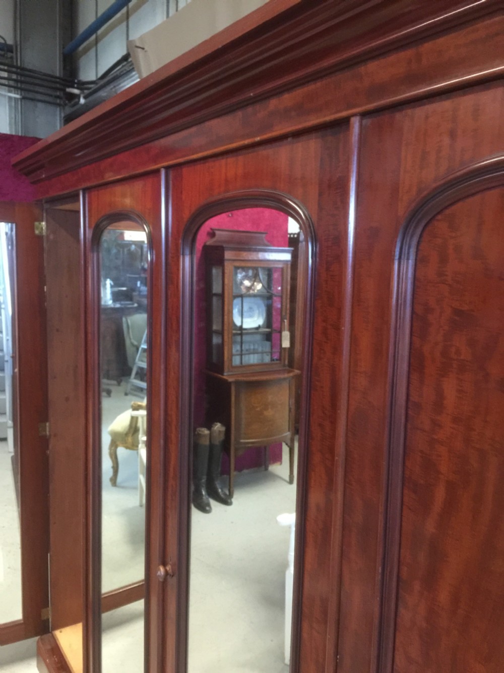 Nineteenth century four door flame mahogany wardrobe View X