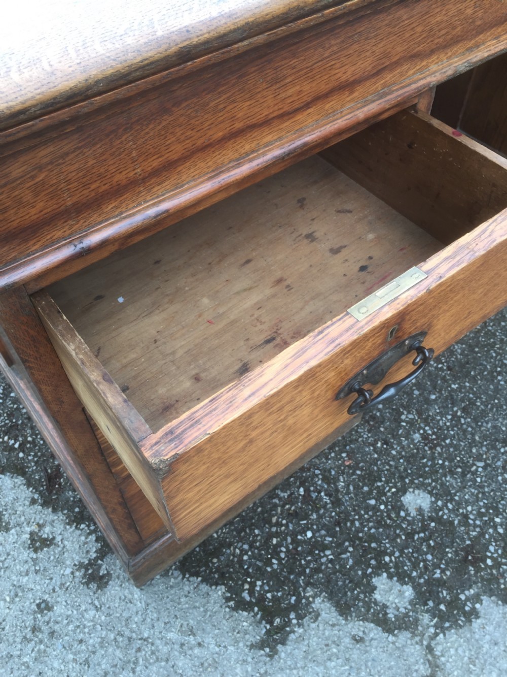 Nineteenth century solid oak twin Pedestal partners desk View VI