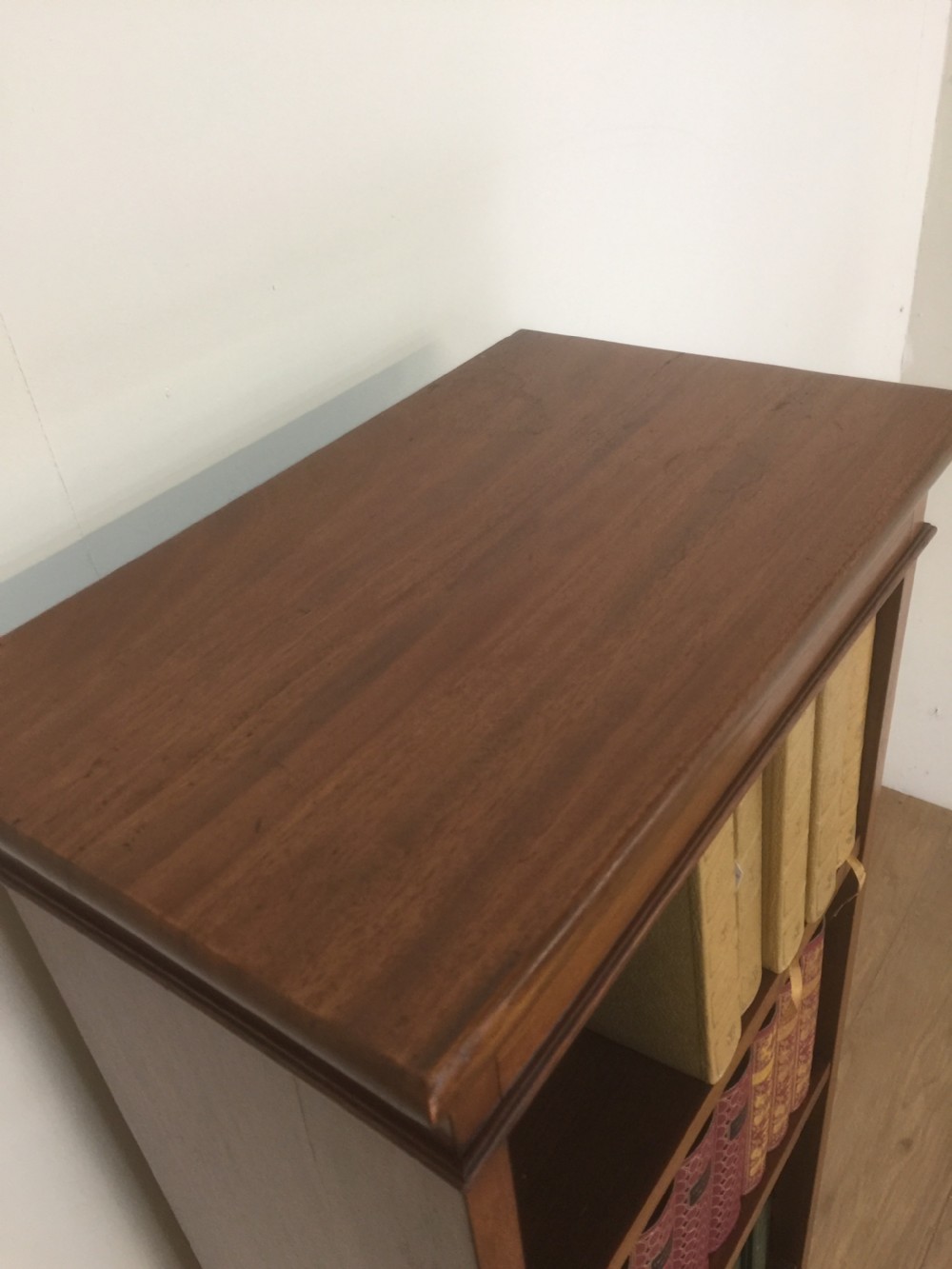 Slim nineteenth century walnut adjustable freestanding bookshelves  View II