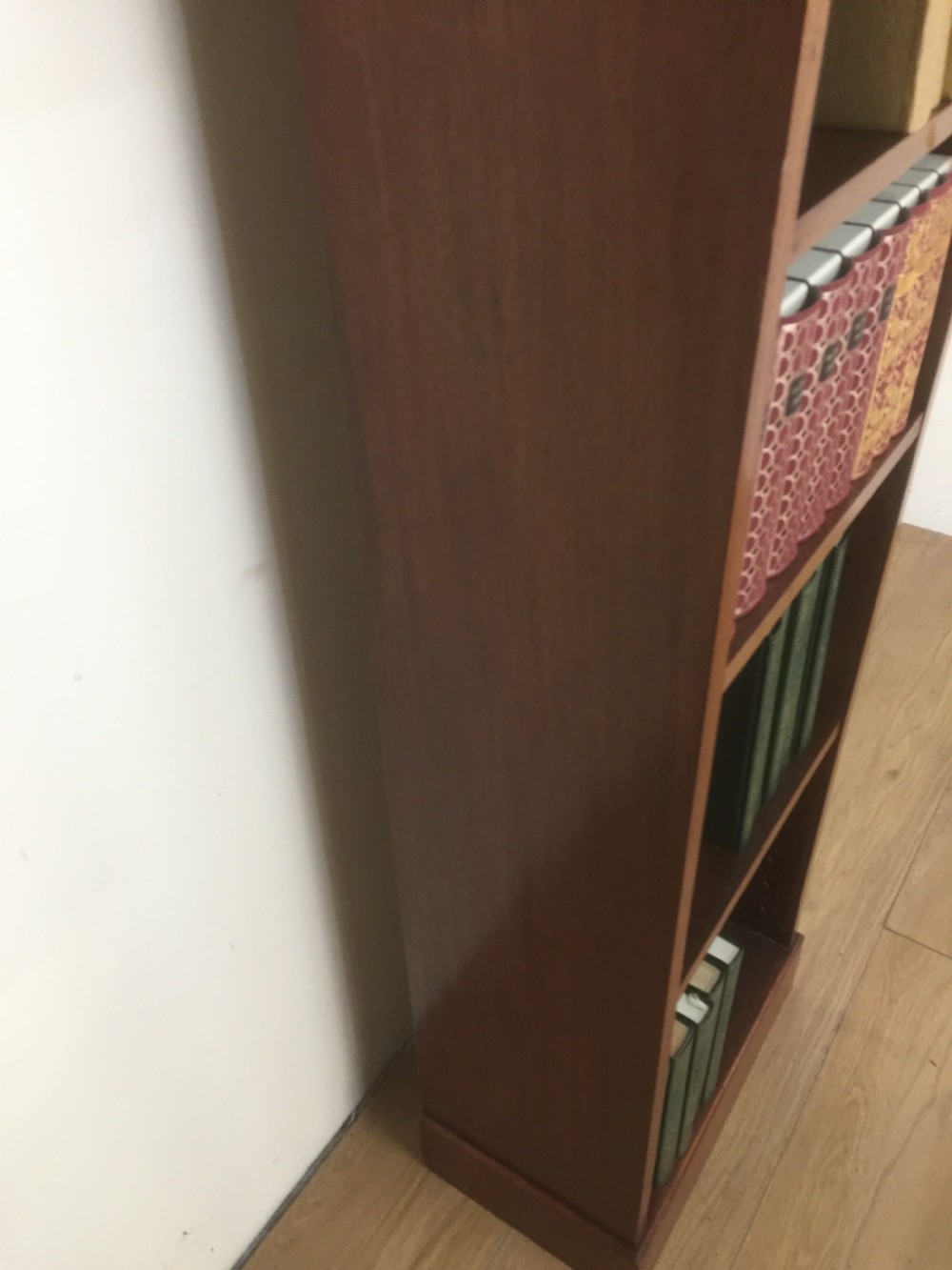Slim nineteenth century walnut adjustable freestanding bookshelves  View III