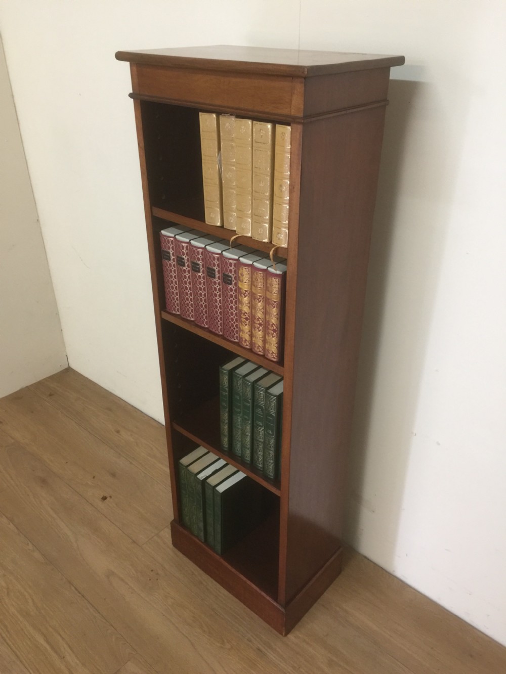 Slim nineteenth century walnut adjustable freestanding bookshelves  View IV
