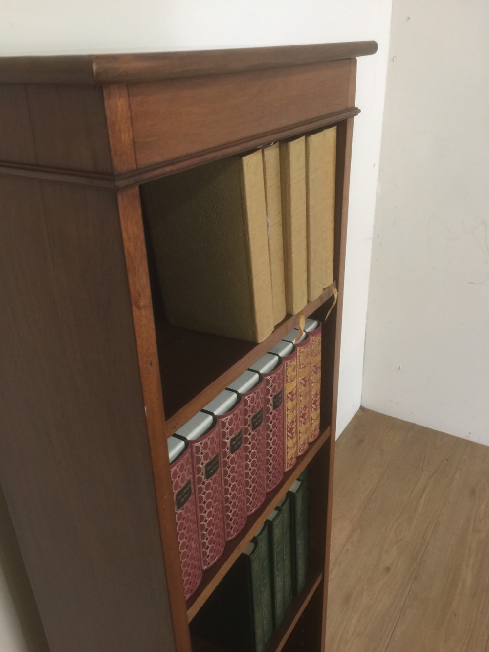 Slim nineteenth century walnut adjustable freestanding bookshelves  View V
