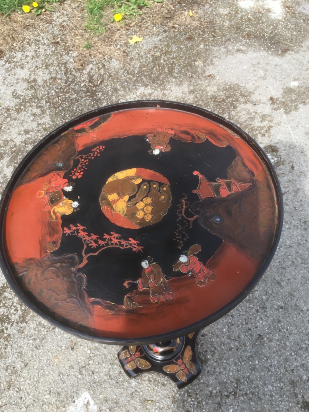 Nineteenth century black lacquer wine table  View II