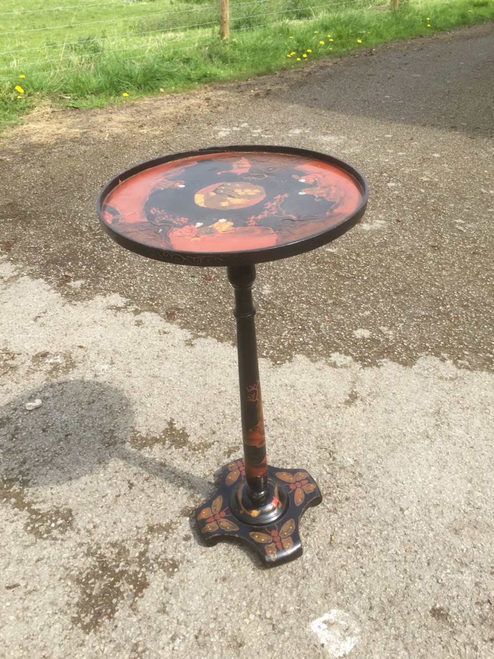 Nineteenth century black lacquer wine table  View V