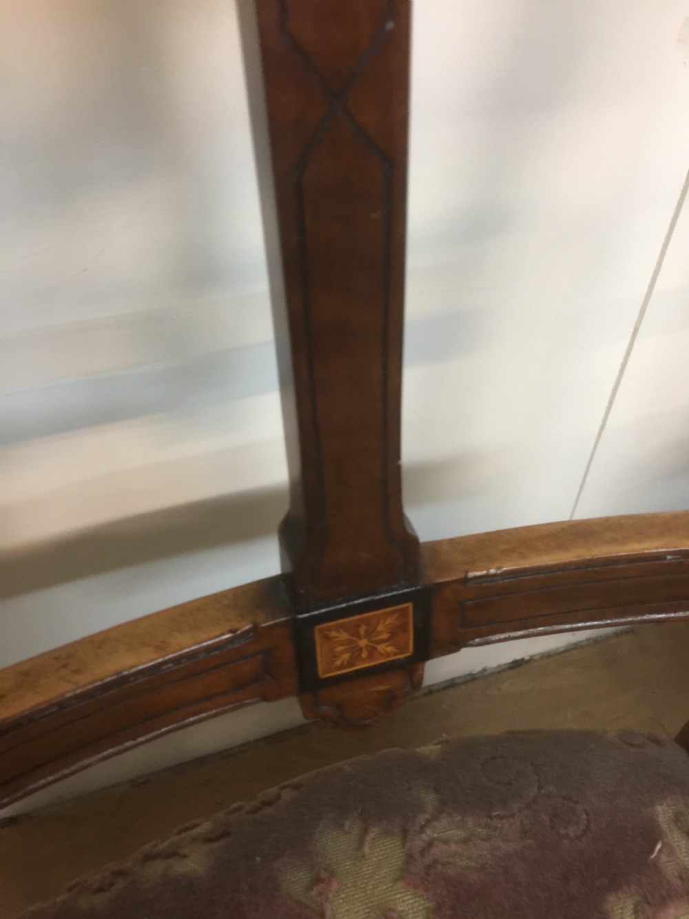 Antique nineteenth century Six inlaid walnut dining chairs  View VII