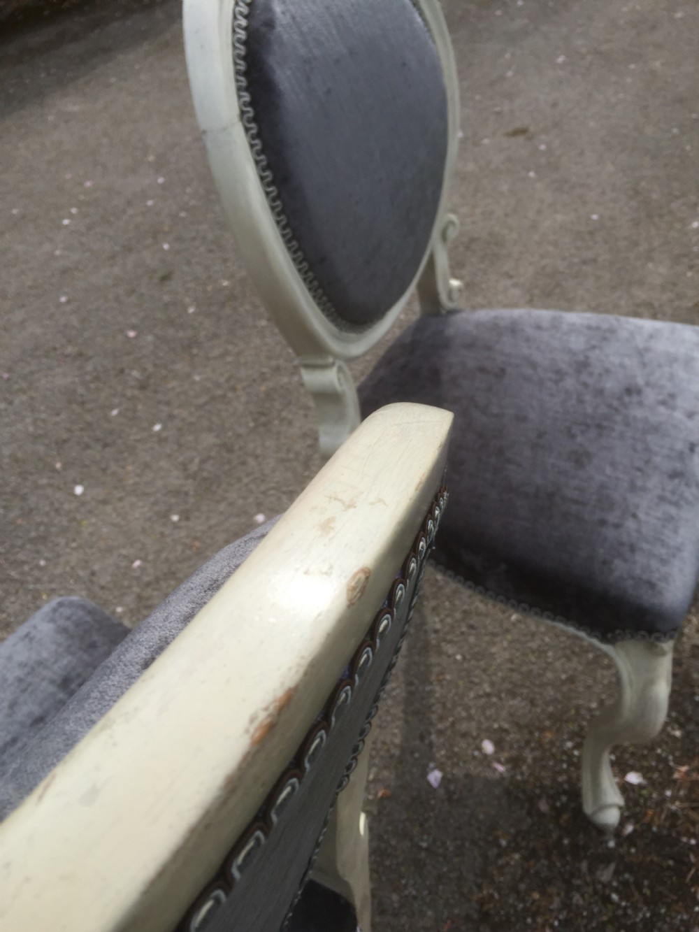 Nineteenth century pair of French salon chairs.  View VII