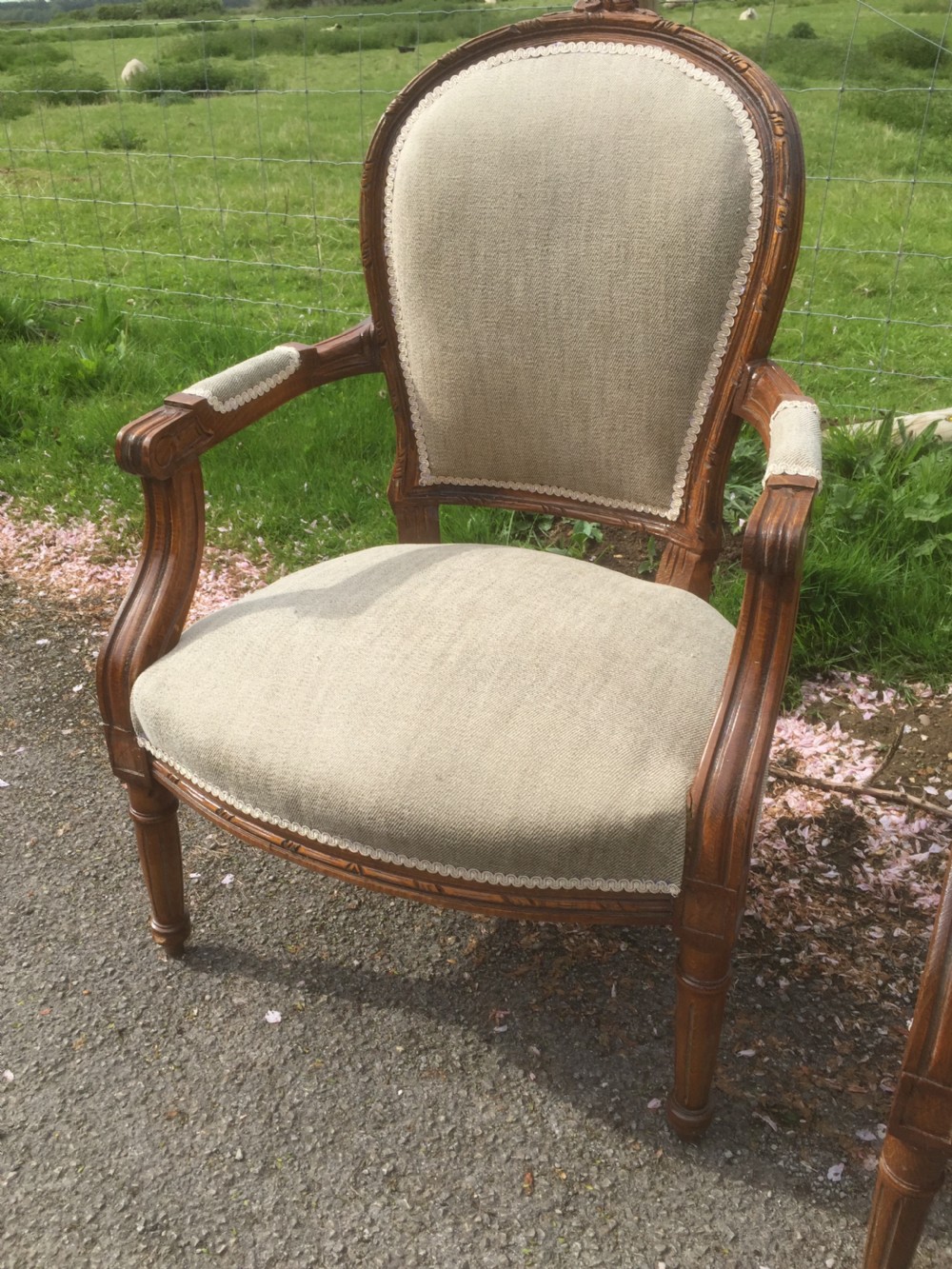 Pair of carved oak French armchairs circa 1920 View VII