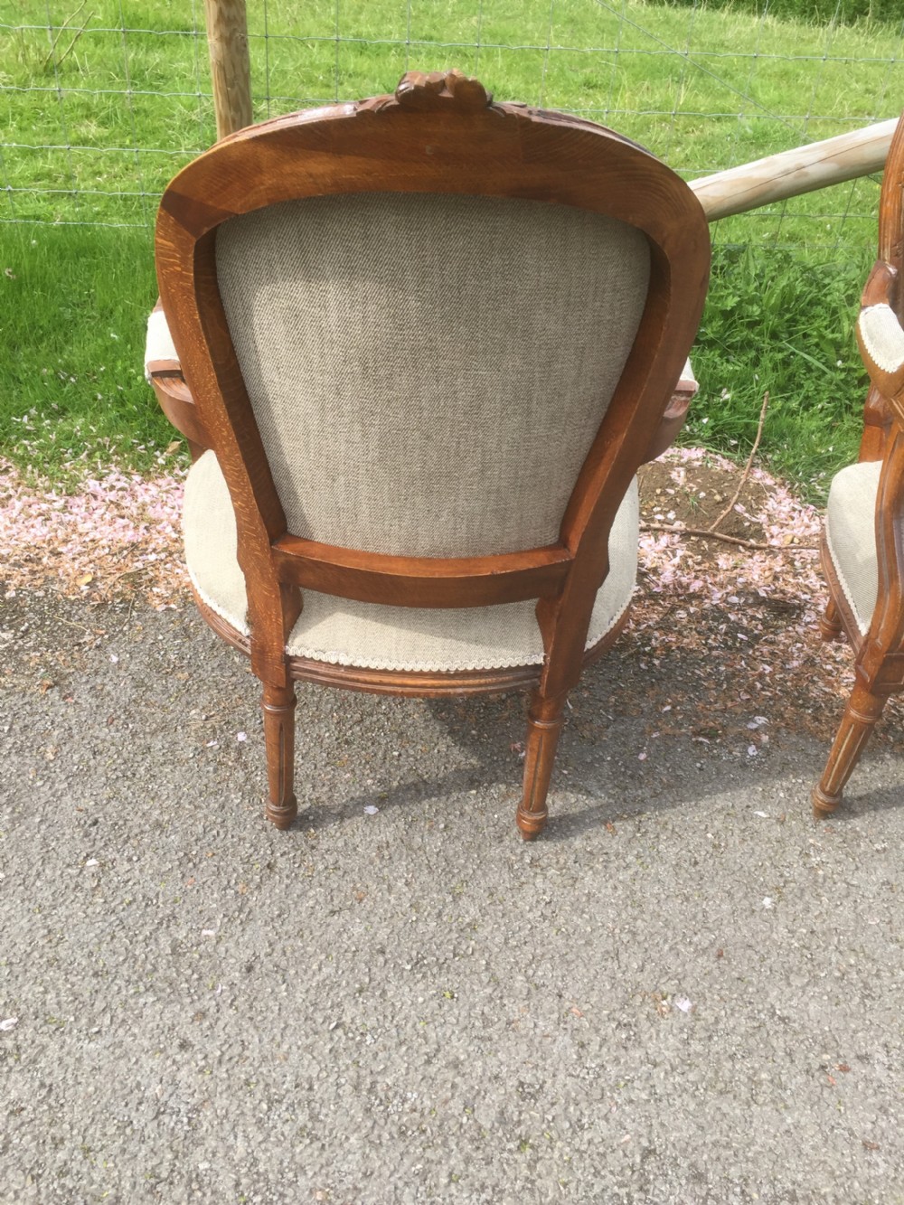 Pair of carved oak French armchairs circa 1920 View VIII