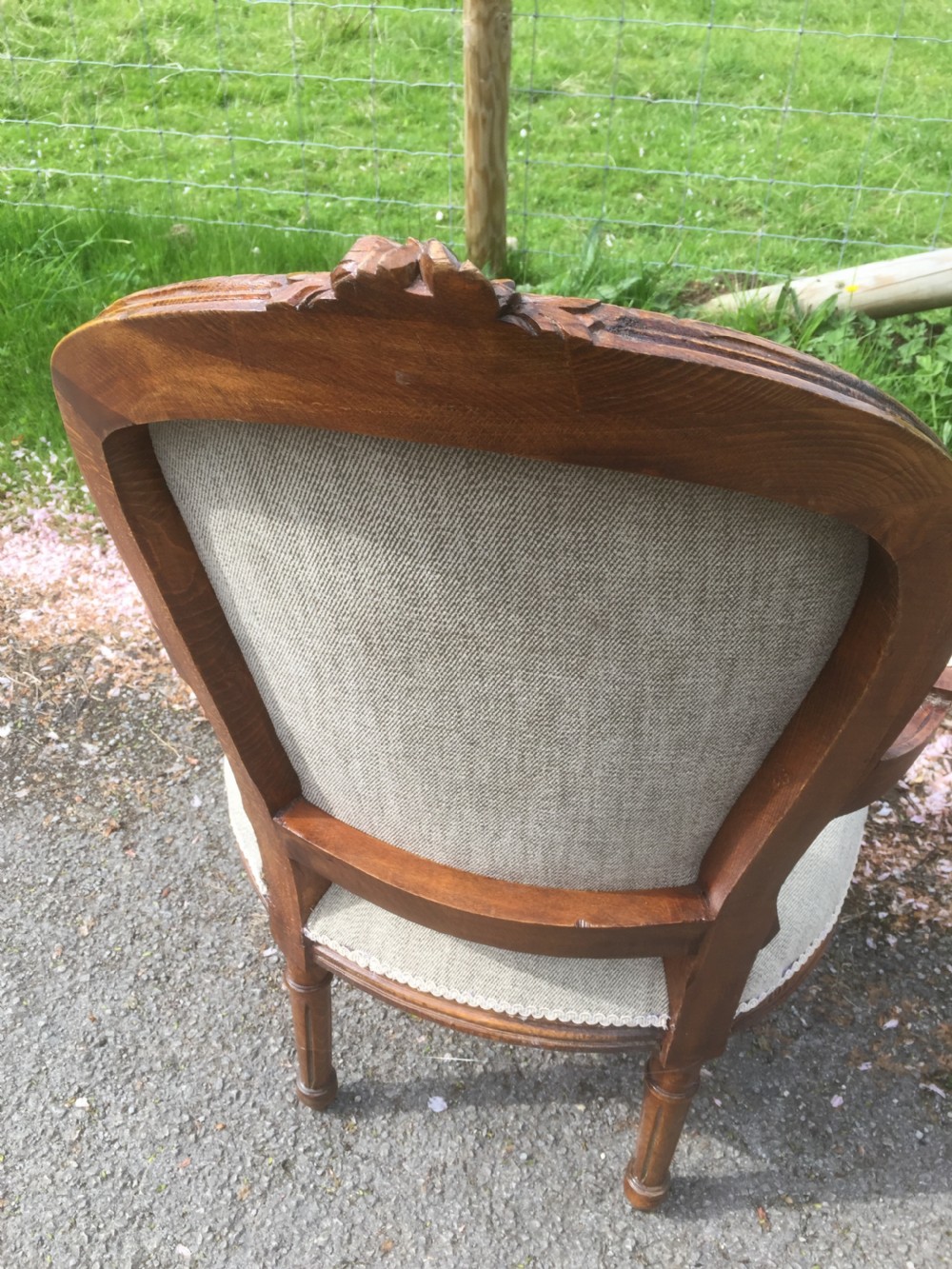 Pair of carved oak French armchairs circa 1920 View IX