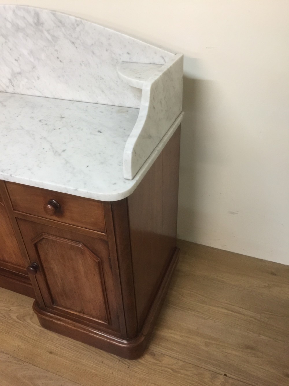 Nineteenth century mahogany washstand with white carrara marble top  View II