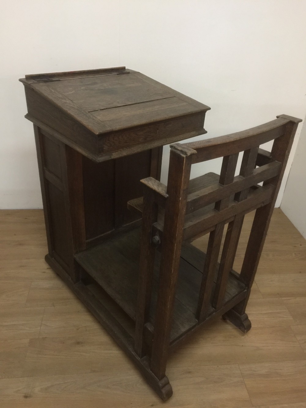 Late nineteenth century oak Clerks desk circa 1880 View III