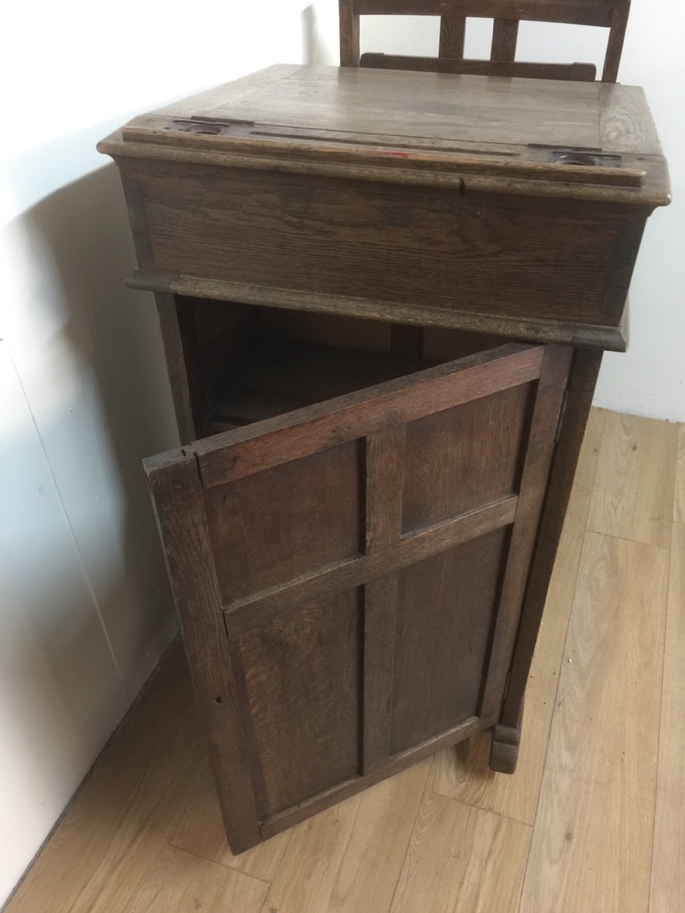 Late nineteenth century oak Clerks desk circa 1880 View IX