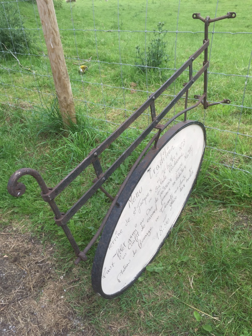 French double sided wrought iron cafe sign circa 1920 View V