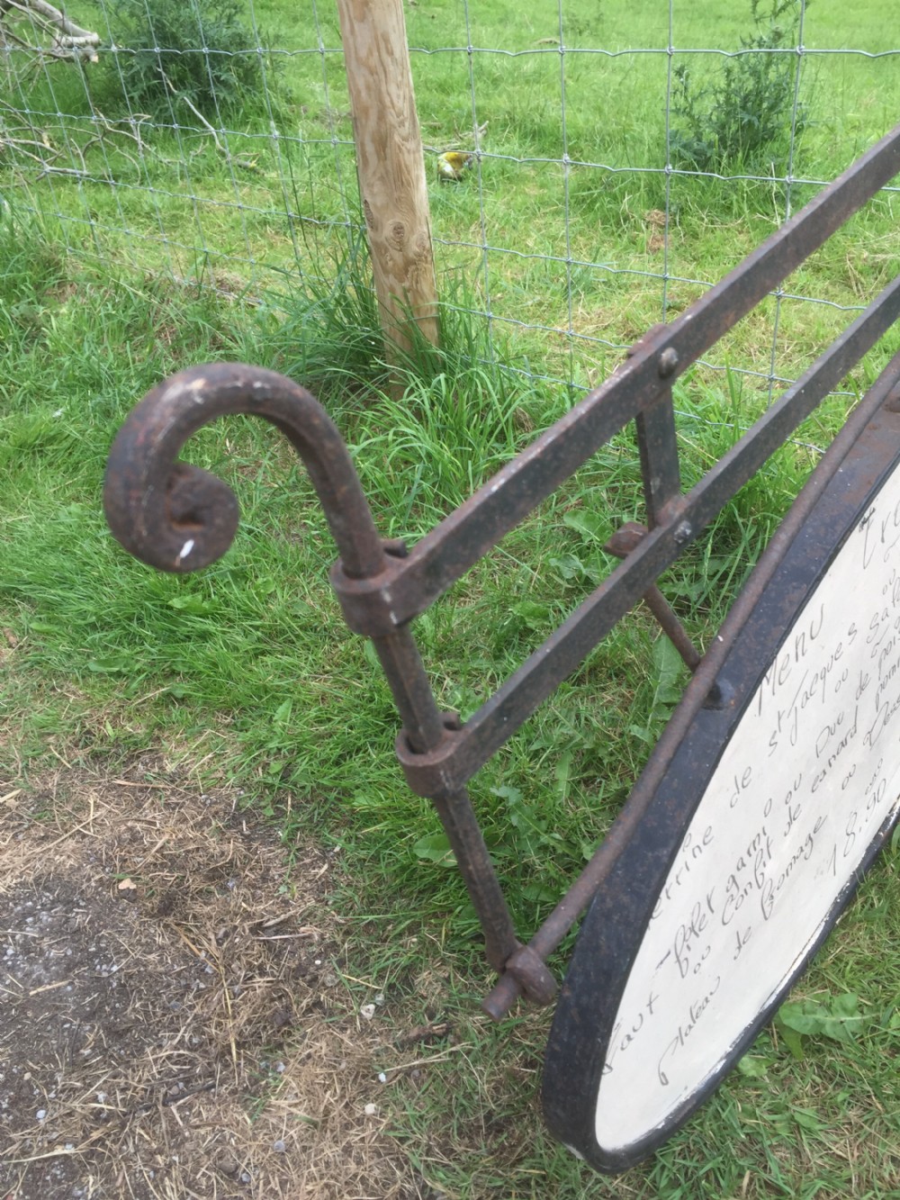 French double sided wrought iron cafe sign circa 1920 View VI