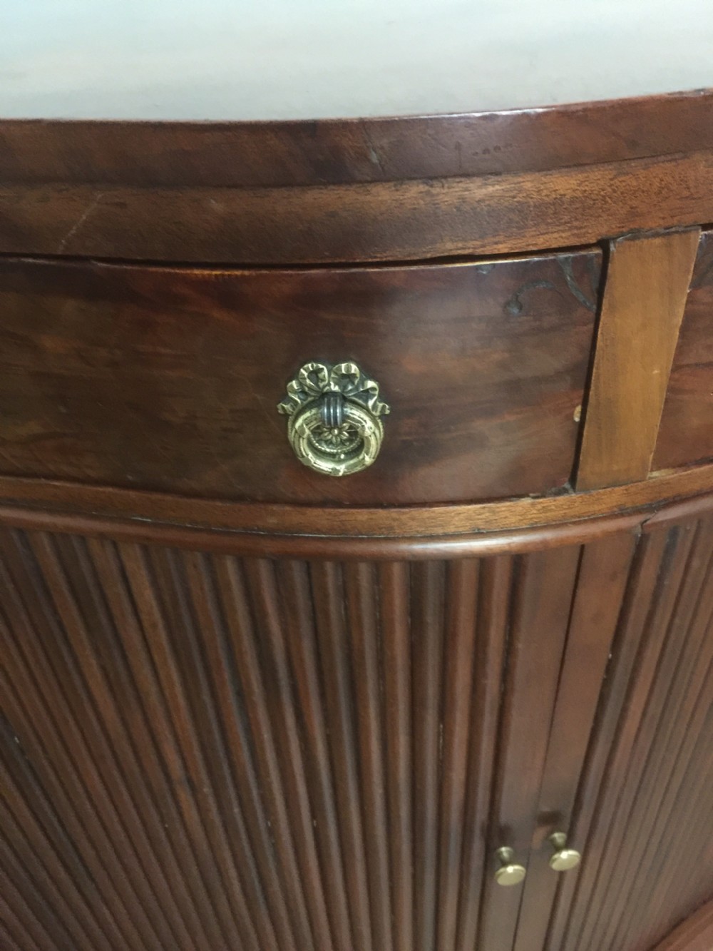 Nineteenth century serpentine fronted tambour cabinet  View VII