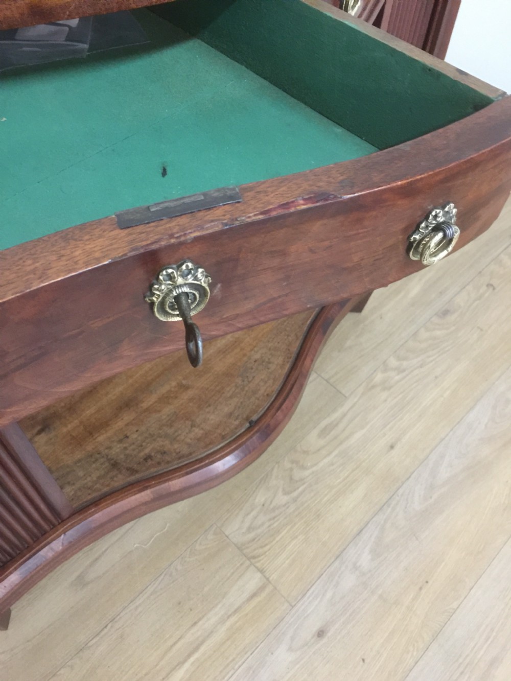 Nineteenth century serpentine fronted tambour cabinet  View VIII