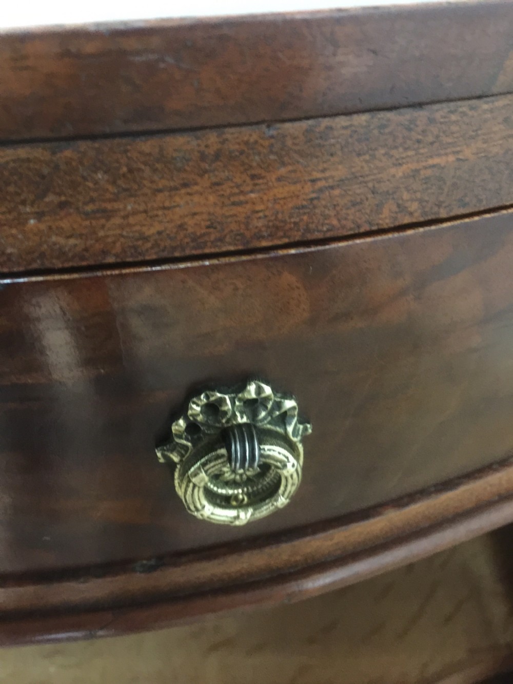 Nineteenth century serpentine fronted tambour cabinet  View X