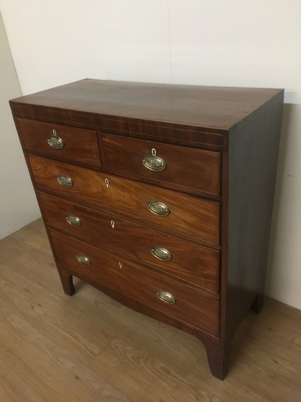Georgian inlaid mahogany four height chest of drawers circa 1800 View II