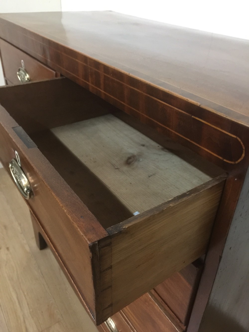Georgian inlaid mahogany four height chest of drawers circa 1800 View V
