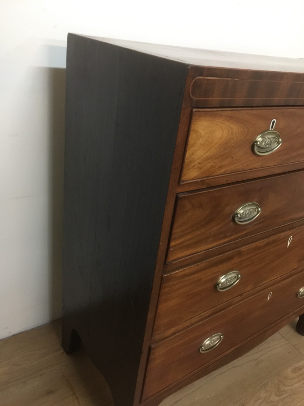 Georgian inlaid mahogany four height chest of drawers circa 1800 View IX