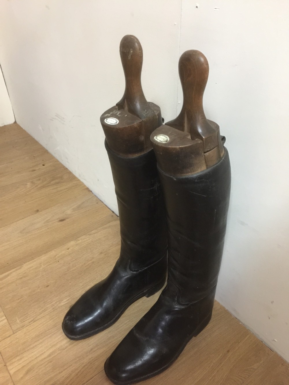 Pair of leather riding boots with trees Rowell and Sons 