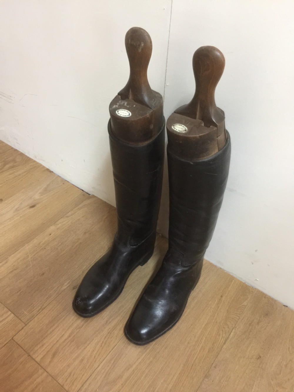 Pair of leather riding boots with trees Rowell and Sons  View II