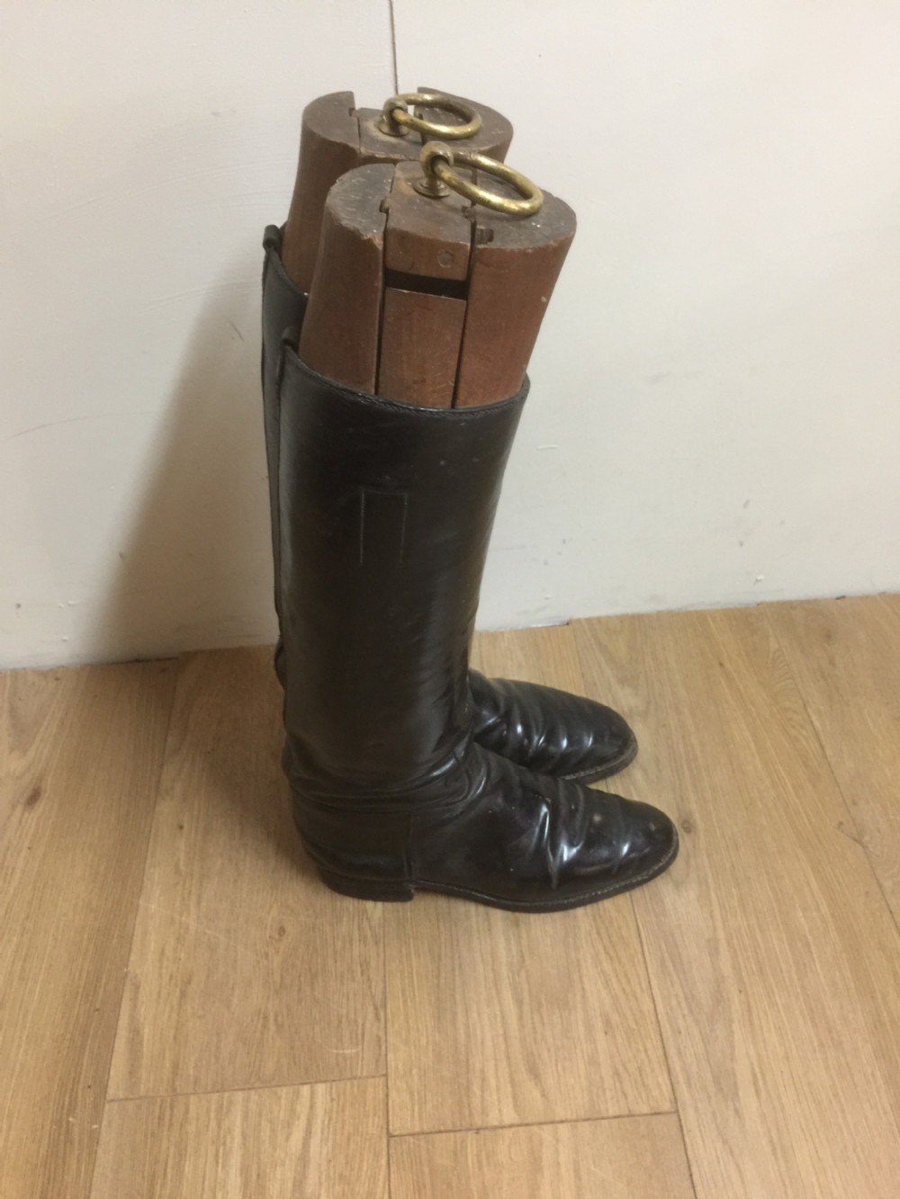 Antique pair of leather riding boots with trees  View IV