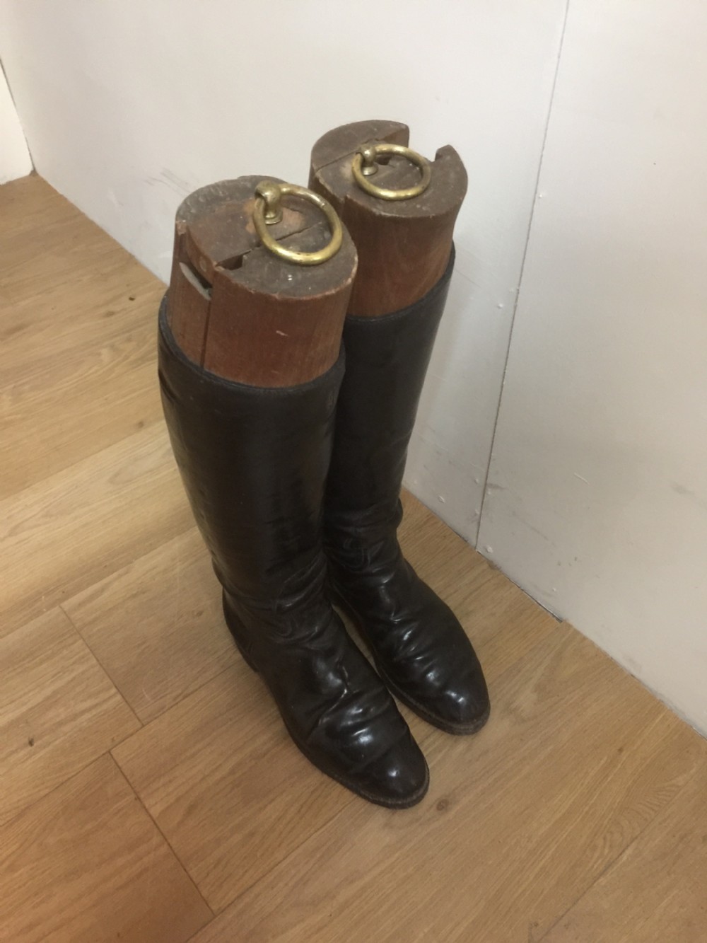 Antique pair of leather riding boots with trees  View VII
