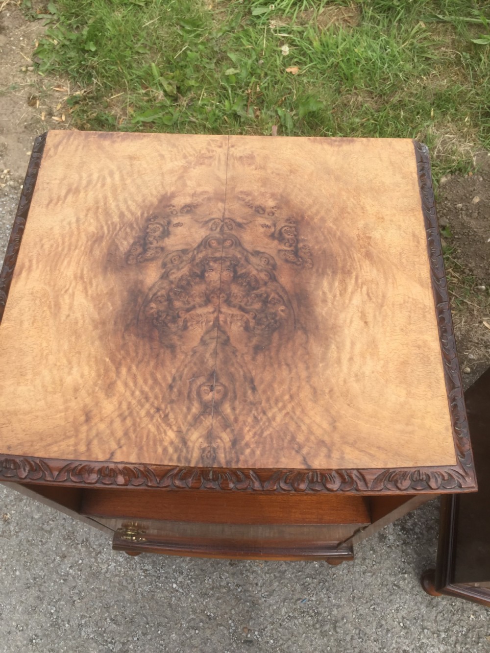 Pair of burr walnut bedside cabinets circa 1920  View VI