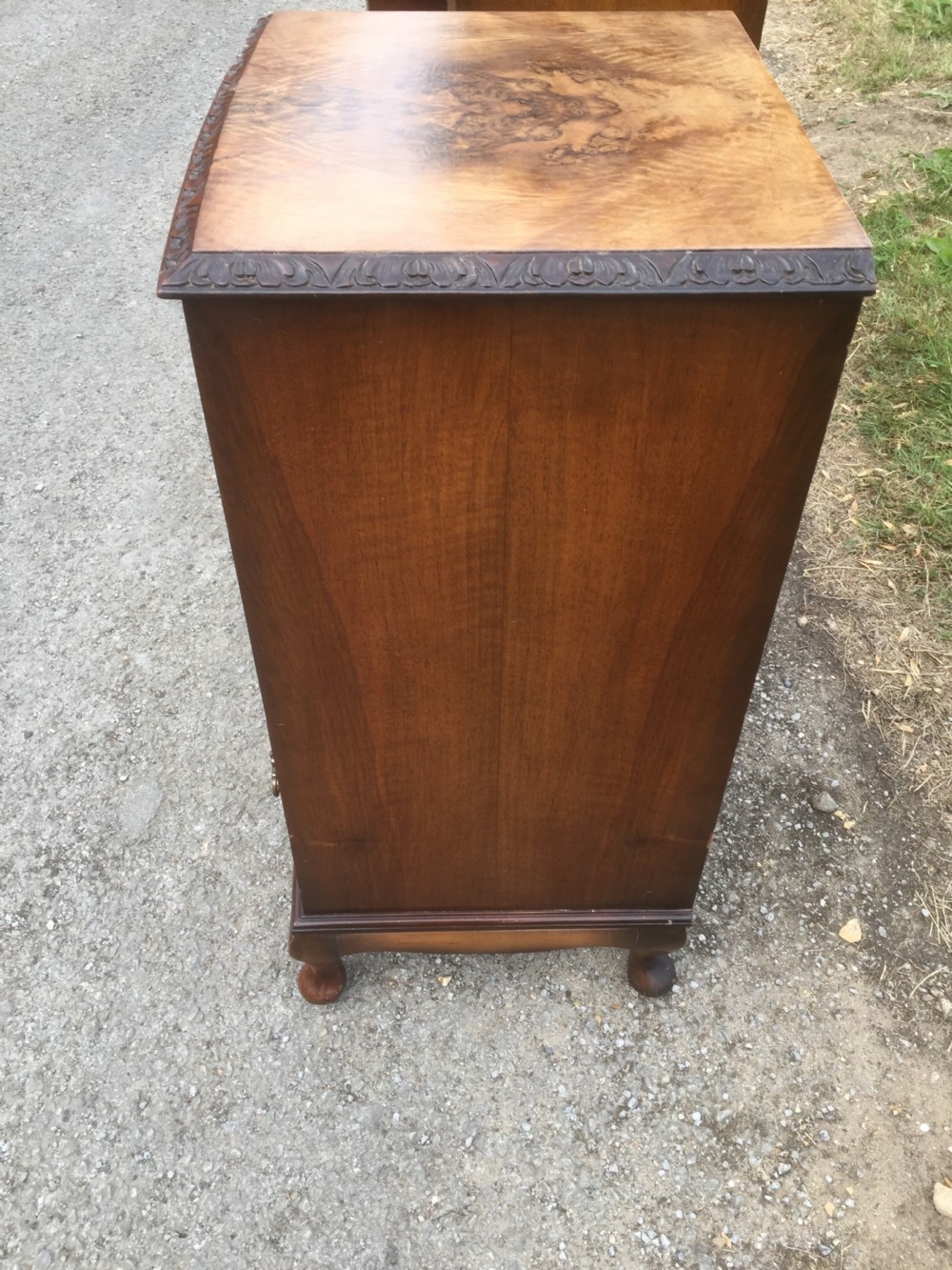 Pair of burr walnut bedside cabinets circa 1920  View XI