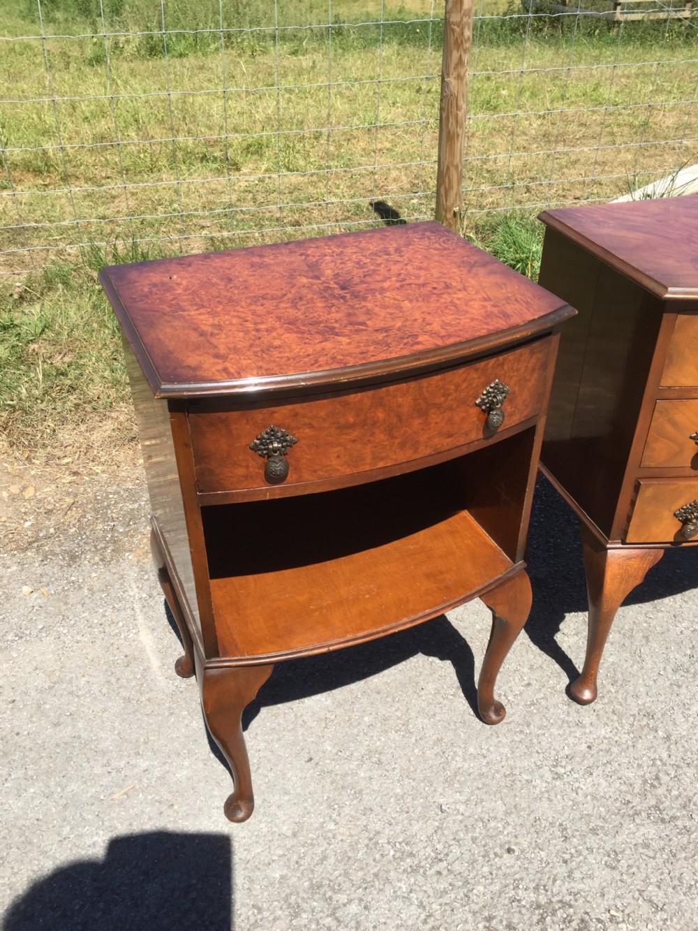 Near pair of walnut bedside cabinets circa 1920 View II