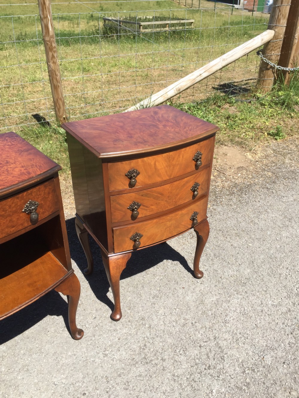 Near pair of walnut bedside cabinets circa 1920 View IV
