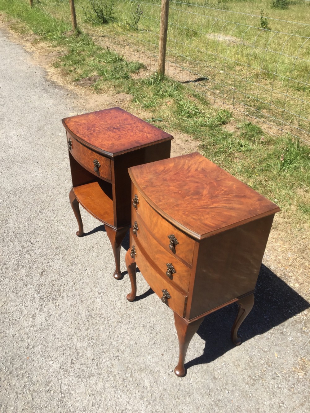 Near pair of walnut bedside cabinets circa 1920 View V