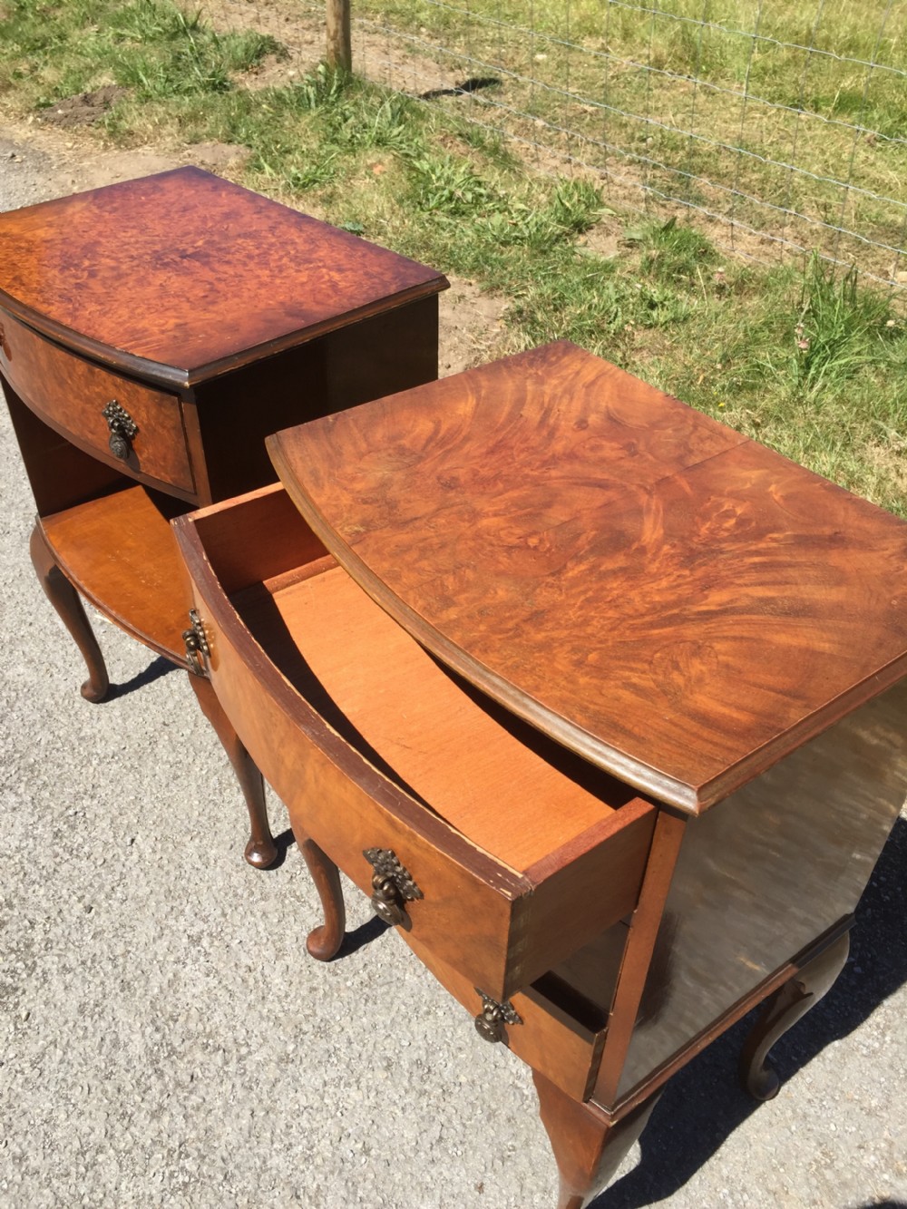 Near pair of walnut bedside cabinets circa 1920 View VI