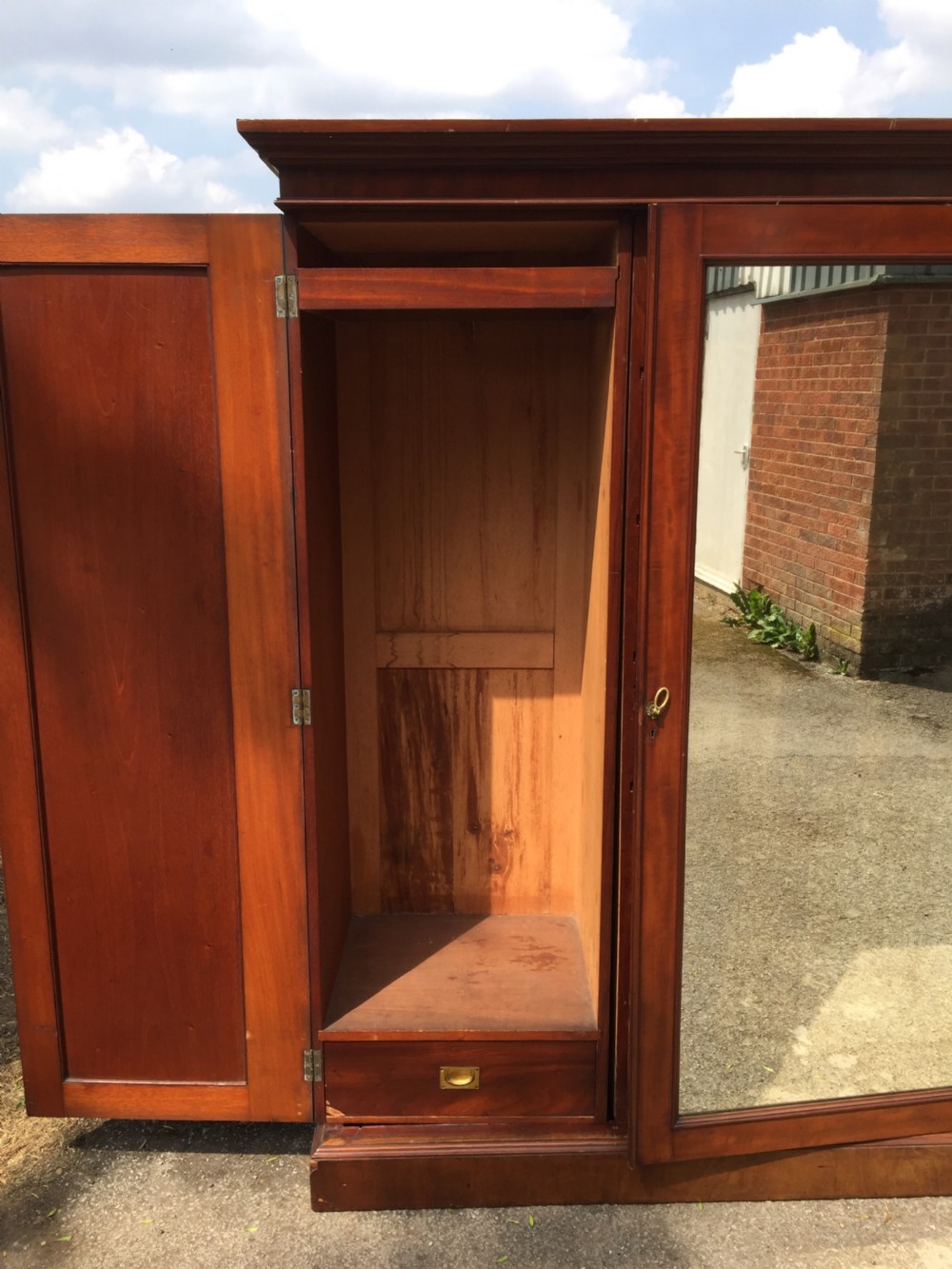 Nineteenth century mahogany triple wardrobe  View VI