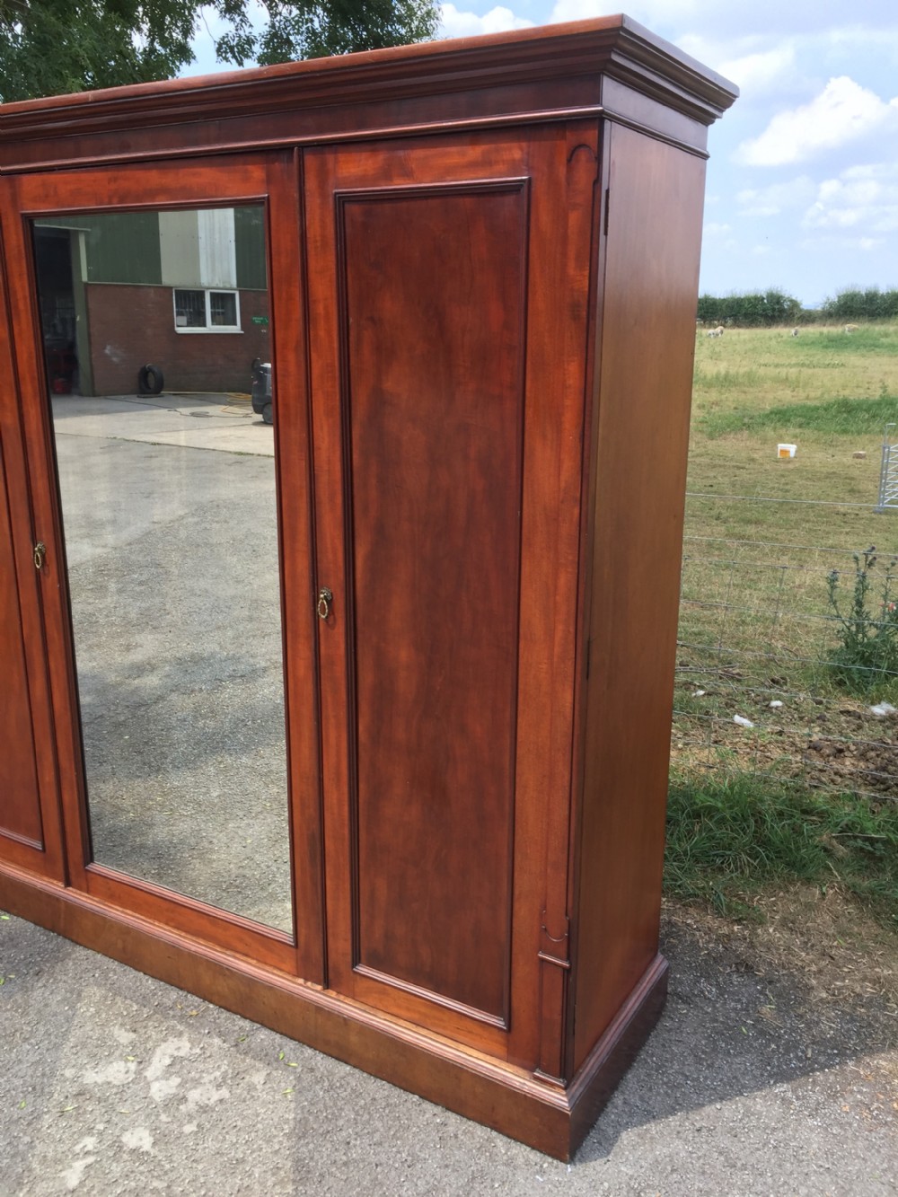 Nineteenth century mahogany triple wardrobe  View XII