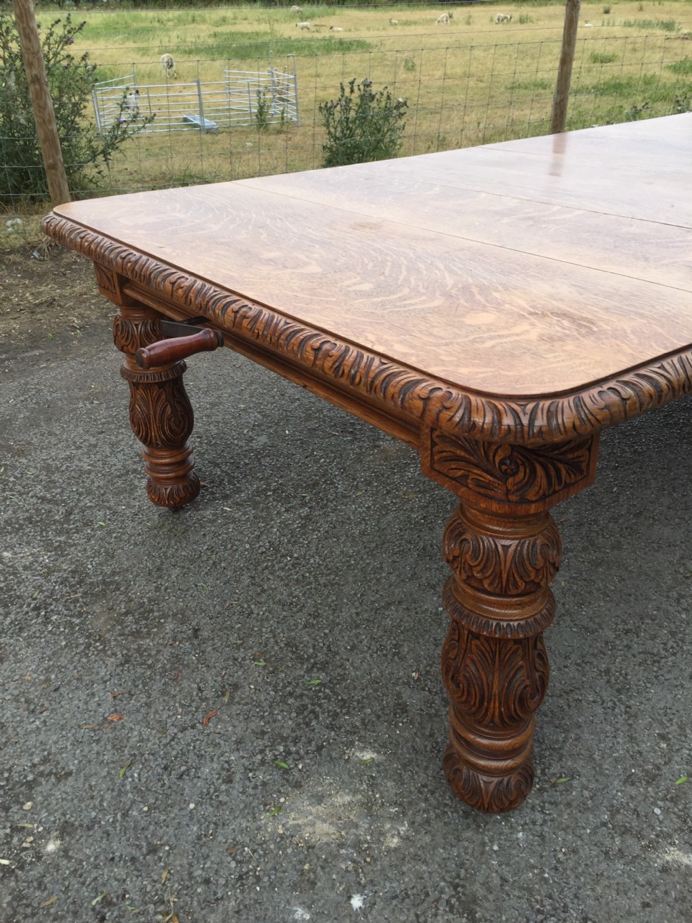 14 to 16 Seater golden oak extending dining table circa 1880 View III