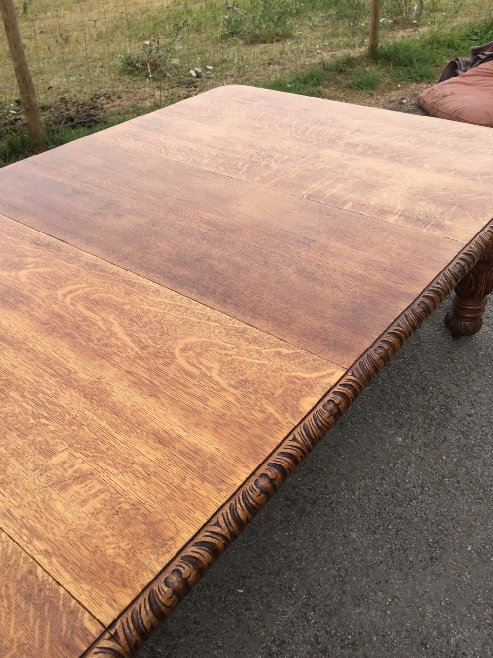 14 to 16 Seater golden oak extending dining table circa 1880 View VI