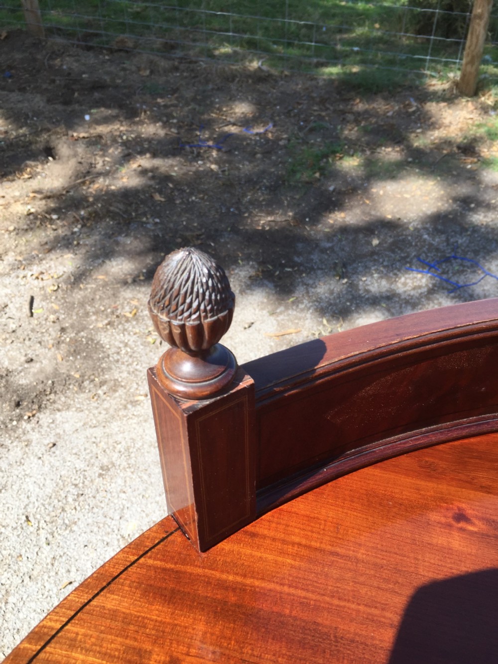 Nineteenth century inlaid mahogany kidney shaped desk View V