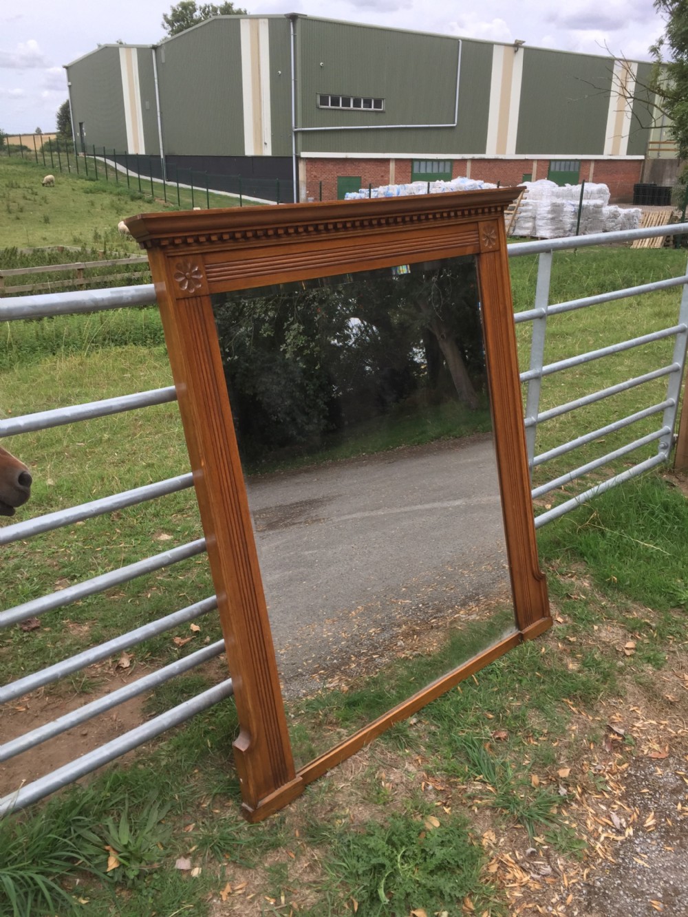 Large nineteenth century golden oak bevelled mirror View IV